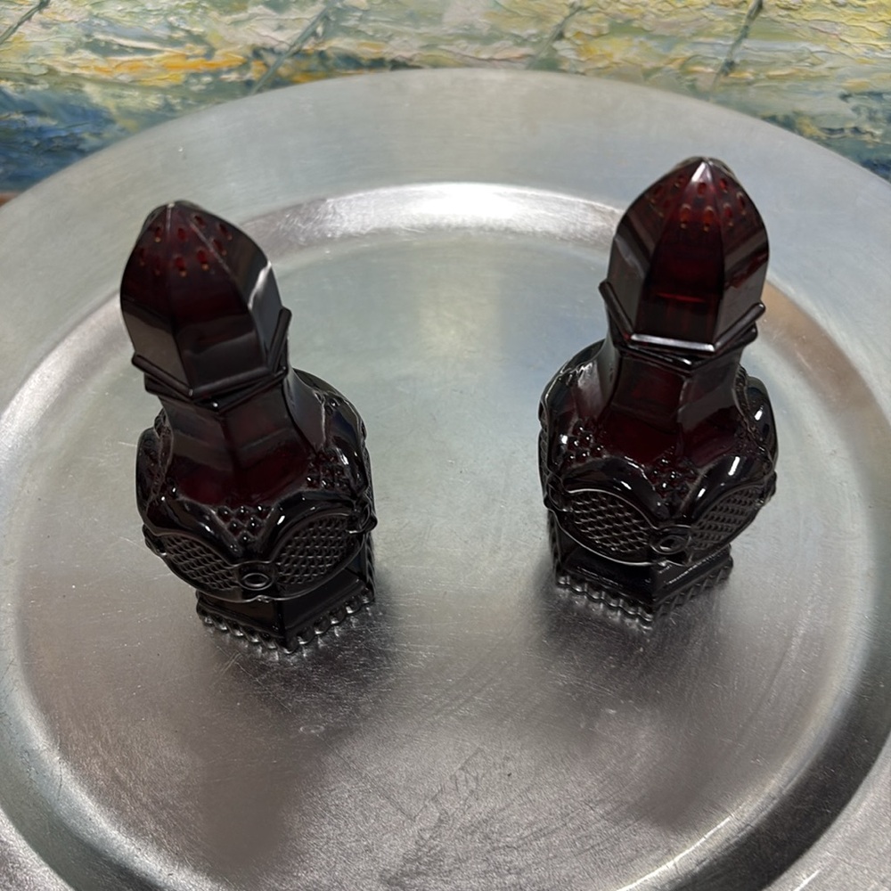 Elegant Ruby Avon Salt and Pepper Shakers - Picture 2 of 2